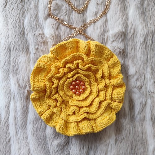 Sac à main fleur jaune, fait main