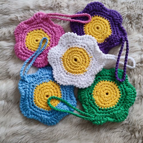 Fleurs porte écouteurs noire, blanc, jaune, bleu,rose, violet fait main