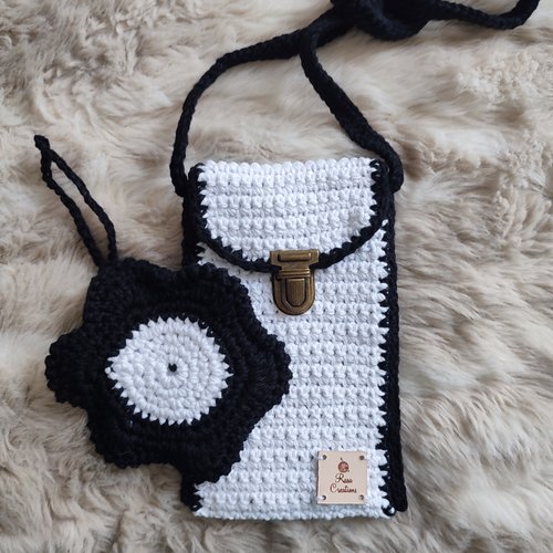 Sac pour téléphone portable blanc et noir