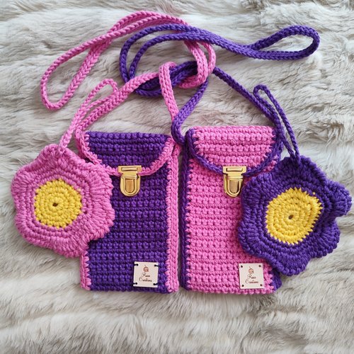 Sac téléphone portable violet et rose