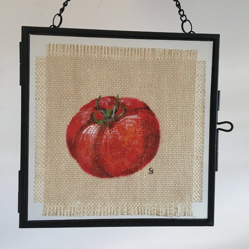 Peinture sur lin, tomate