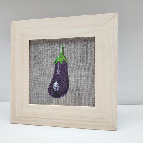 Peinture sur lin, aubergine