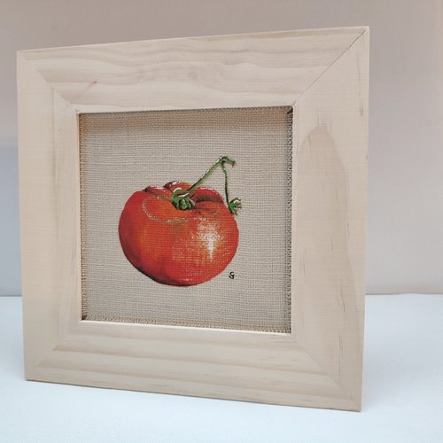 Peinture sur lin, tomate