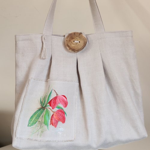 Sac, cabas doublé en lin