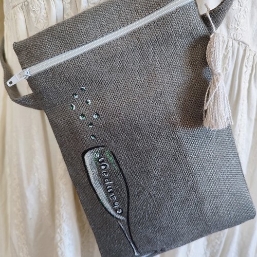 Pochette, sac bandoulière en lin et chanvre