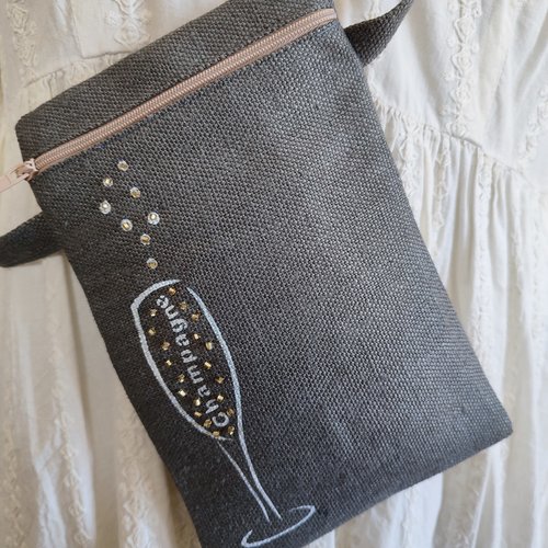 Pochette, sac bandoulière en lin et chanvre