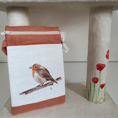 Pochette, sac bandoulière en lin