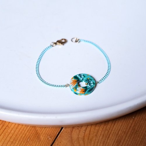 Bracelet motif à fleurs en pâte polymère 779