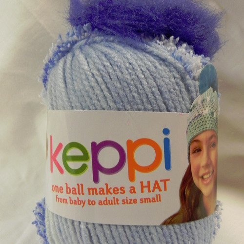 Kit pour un bonnet  tons bleus avec le pompon assorti