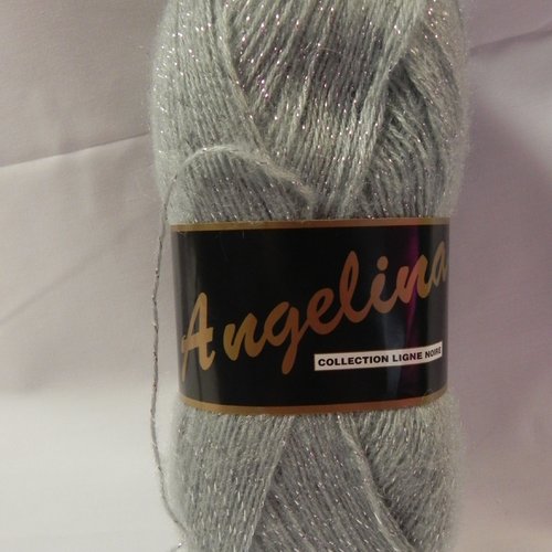 Pelote laine très fine gris avec filament lurex 100 g  550 m