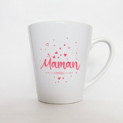 Mug personnalisé  | maman formidable |  cadeau pour mamounette, mug blanc coniques latte