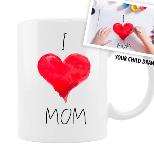 Mug personnalisé, cadeau anniversaire pour maman,  votre enfant dessine, fête des mères