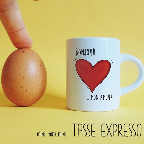 Tasse personnalisée | mini mug personnalisé  &quot; bonjour mon amour&quot; café expresso 75 ml | cadeau personnalisé