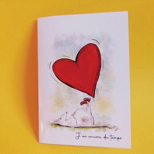 Carte amour  | carte de saint valentin &quot;souris et coeur&quot;  |  personnalisable