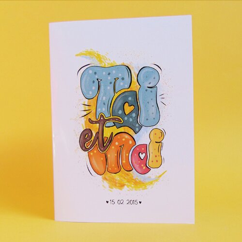 Carte amour  | carte de saint valentin &quot;toi et moi&quot;  |  personnalisable