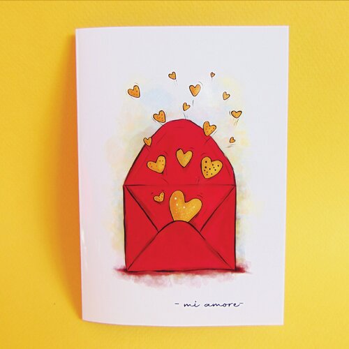 Carte amour  | carte de saint valentin &quot;enveloppe et coeurs&quot;  |  personnalisable