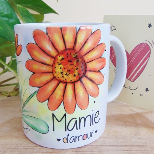 Mug personnalisé " mamie d'amour " cadeau d'anniversaire