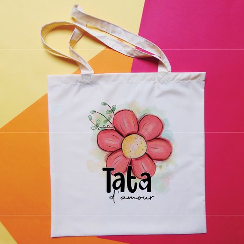 Tote bag personnalisable " tata d'amour " sac shopping 38x40