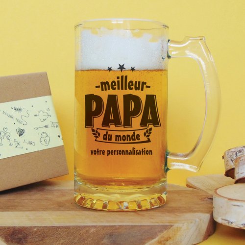 Chope de bière personnalisée | meilleur papa du monde | cadeau d'anniversaire