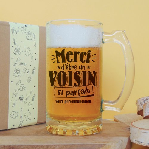 Chope de bière personnalisée |  merci  d’etre un voisin  si parfait