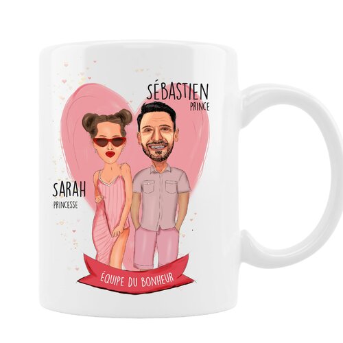 2 mugs personnalisé, portrait de couple , d'une femme et d'un homme