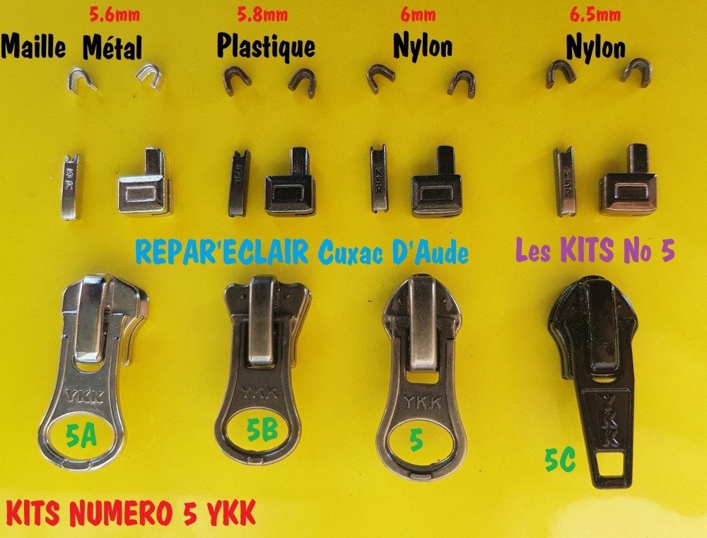 Kit fabrication ou reparation fermeture 4 mm , Curseurs Numero 3 + Boitier  et Manchon