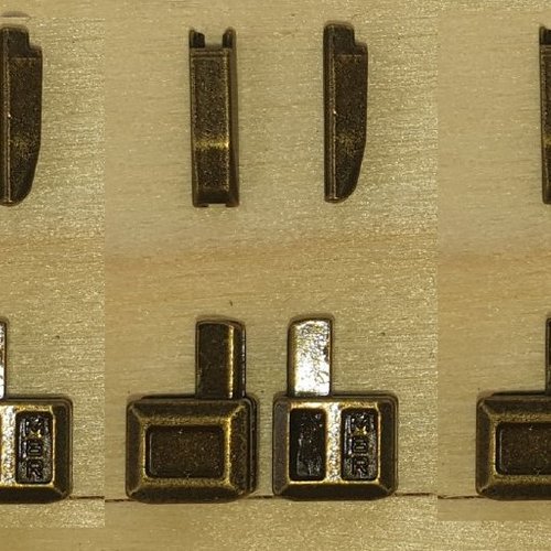 6 boitiers  + manchons vieux laiton pour fermeture numero 8 en plastique ou en métal
