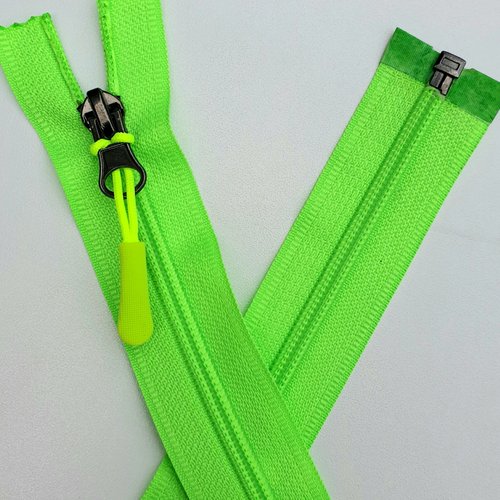 Fermeture eclair separable 6 mm verte fluo sur mesure