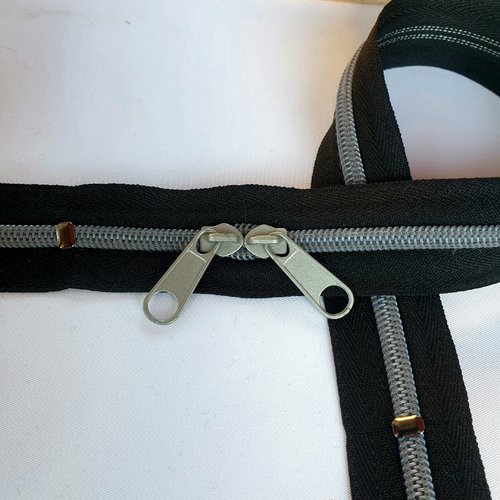 Fermeture special sac noir et gris spirale 6 mm sur mesure à double curseurs dos à dos