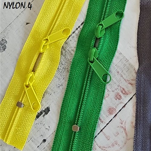 N4o 10-85cm jaune clair , fermeture grise pour sac sur mesure , fermeture éclair à double curseurs dos à dos sur mesure de 20 à 85 cm