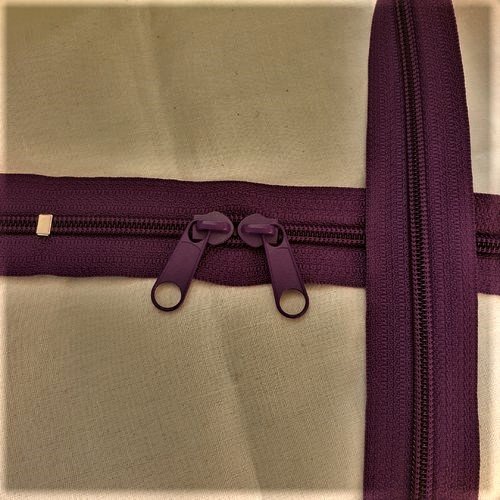 N6o 20-85cm violet , fermeture special sac violette spirale 6 mm sur mesure à double curseurs