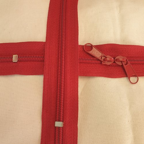 N6o 20-85cm rouge clair , fermeture special sac à glissiere spirale 6 mm sur mesure , double curseurs dos à dos