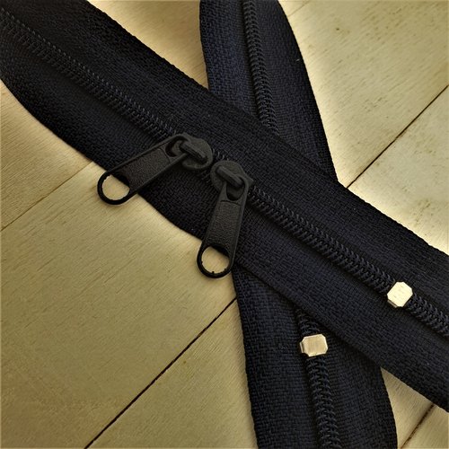 N4o 20-85cm noir , fermeture noire pour sac sur mesure , fermeture éclair à double curseurs dos à dos sur mesure de 20 à 85 cm