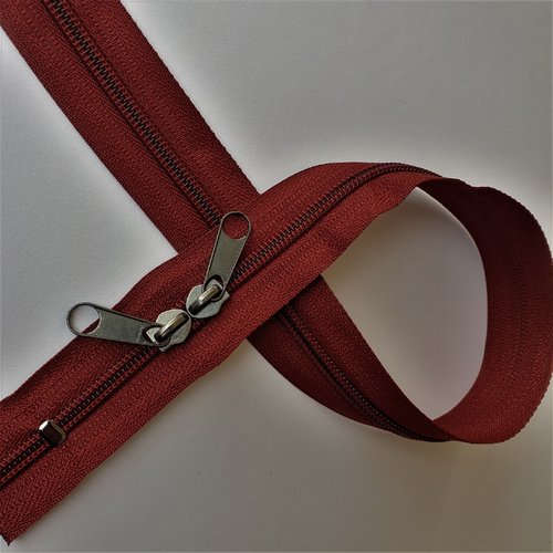 N6o 20-85cm marron roux , fermeture special sac spirale 6 mm sur mesure à double curseurs