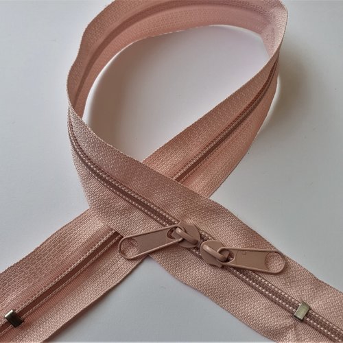 N6o 20-85cm rose clair , fermeture special sac à glissiere spirale 6 mm sur mesure , double curseurs dos à dos