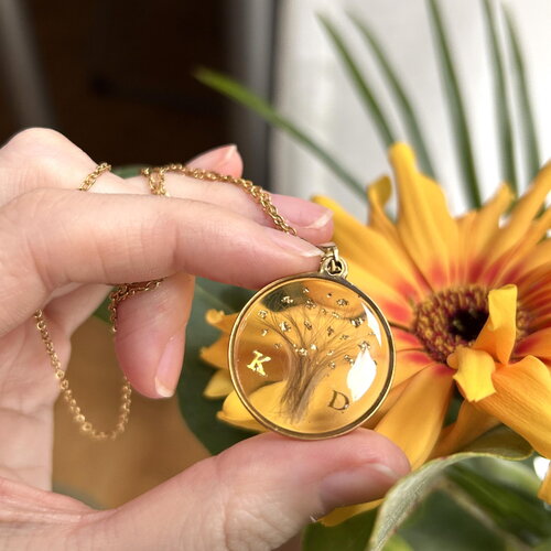 Bijoux souvenir « arbre de vie », pendentif avec des cheveux bébé, dent, poils de chien