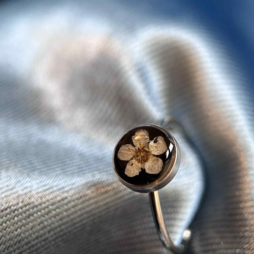 Bague ajustable doré - fleur naturelle séchée