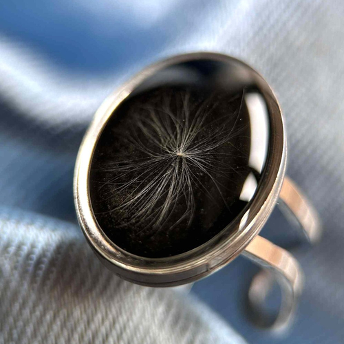 Bague argenté ajustable - flocon pissenlit