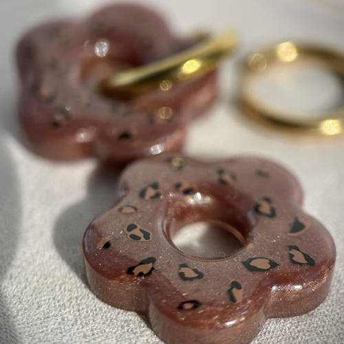 Créoles avec pampilles fleurs modélè leopard