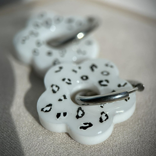 Créoles avec pampilles fleurs modélè leopard