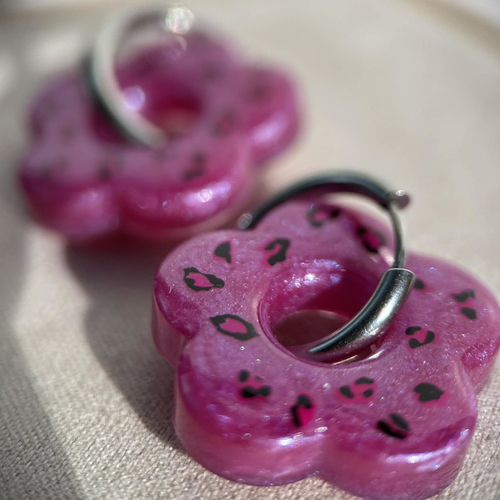 Créoles avec pampilles fleurs modélè leopard