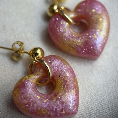 Boucles d'oreilles pendantes en forme de cœur