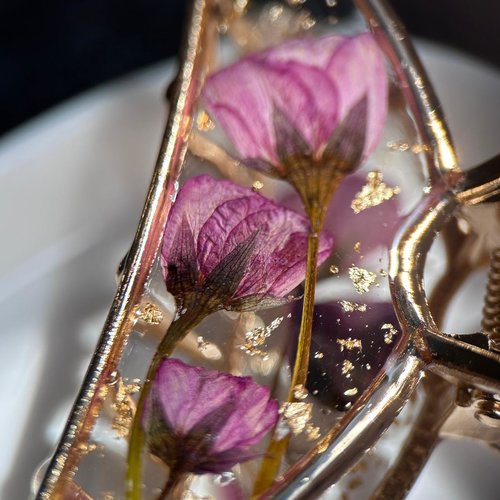 Pince à cheveux avec fleurs vraies séchées