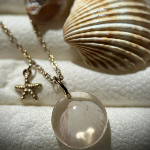 Collier doré en acier inoxydable - coquillage véritable