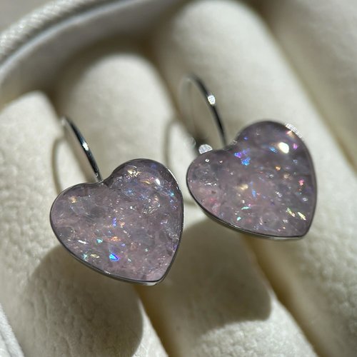 Boucles d'oreilles pendantes cœurs - fleurs séchées