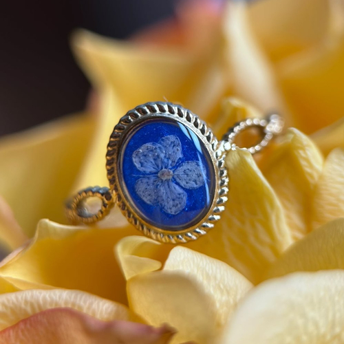Bague doré ovale - fleur séchée