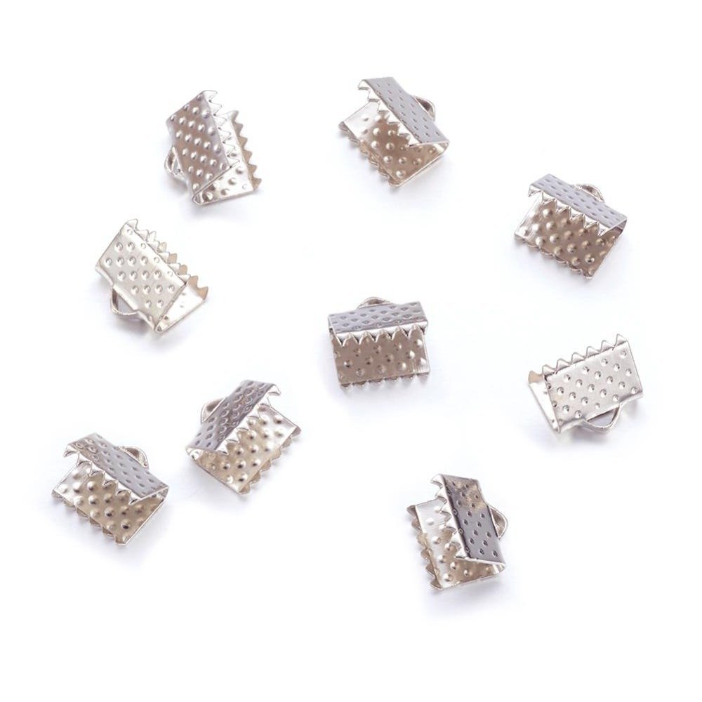 50 Fermoirs Griffe Attaches Ruban Embouts 8x6mm 8mm Métal Gris Foncé Gunmetal