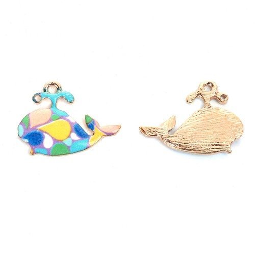 17mm x 15mm 4 Pendentifs Breloques Coccinelle métal doré et émail bleu