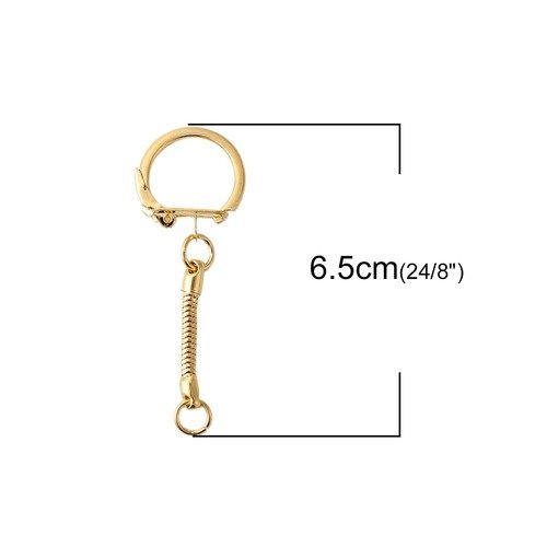 5 FERMOIRS Levier Porte clés Maille Serpent 6cm x 2cm en Métal Argenté Foncé