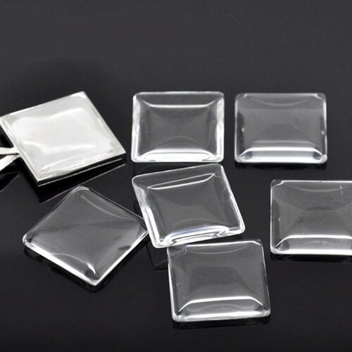 10 Cabochons ronds env 15mm en Verre Transparent Domes Loupe
